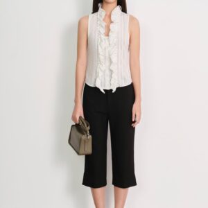 Front Ruffle Sleeveless Top